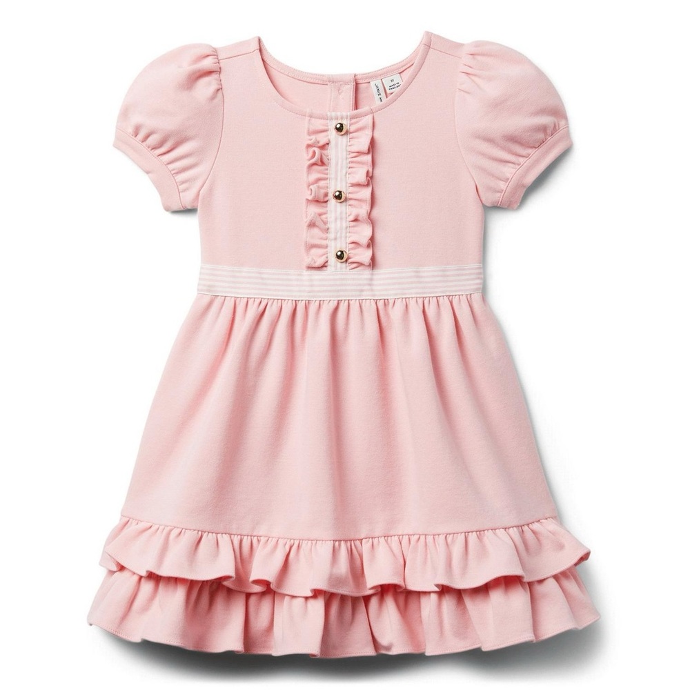 Janie & Jack PUFF SLEEVE RUFFLE PONTE DRESS